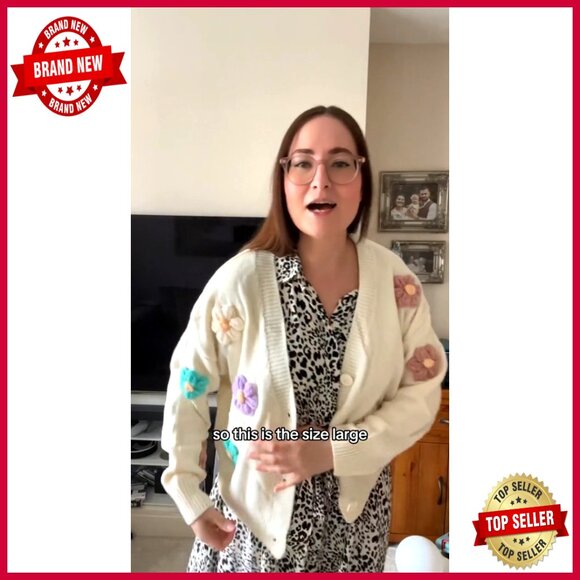 Floral Print Cardigan Long Sleeve Button Up Lightweight Sweater - Picture 7 of 7